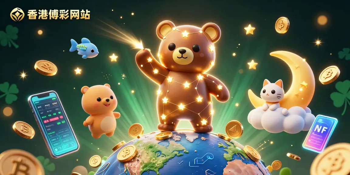 在香港博彩網站中，金色星星的3D卡通星座熊從地球上捲起硬幣，展現出獨特的賭博魅力。