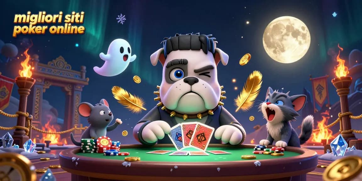 Gioca nei migliori siti di poker online con la card dealer robotica Frankenstein in un tavolo verde luminoso.