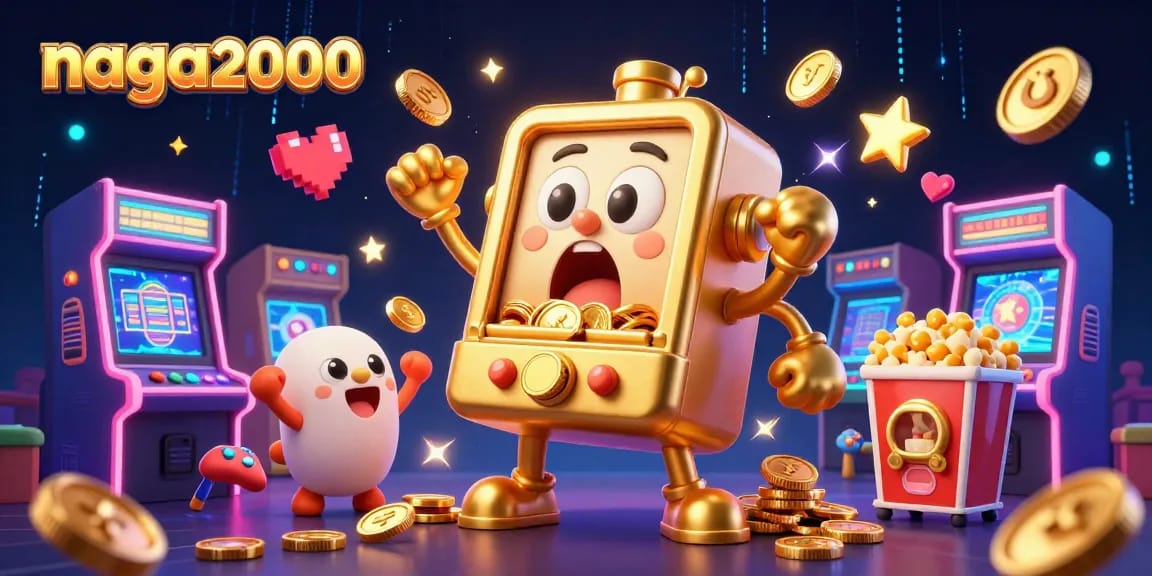Mesin slot naga2000 beruntung yang menghasilkan jackpot dikelilingi mesin slot lainnya, menambah keseruan bermain.