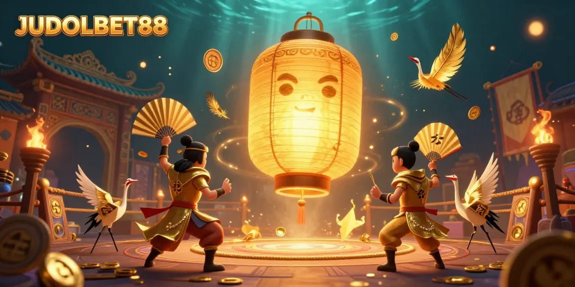 Experience the thrill of winning with JUDOLBET88's captivating casino illustration, featuring dynamic characters and rich casino elements.
