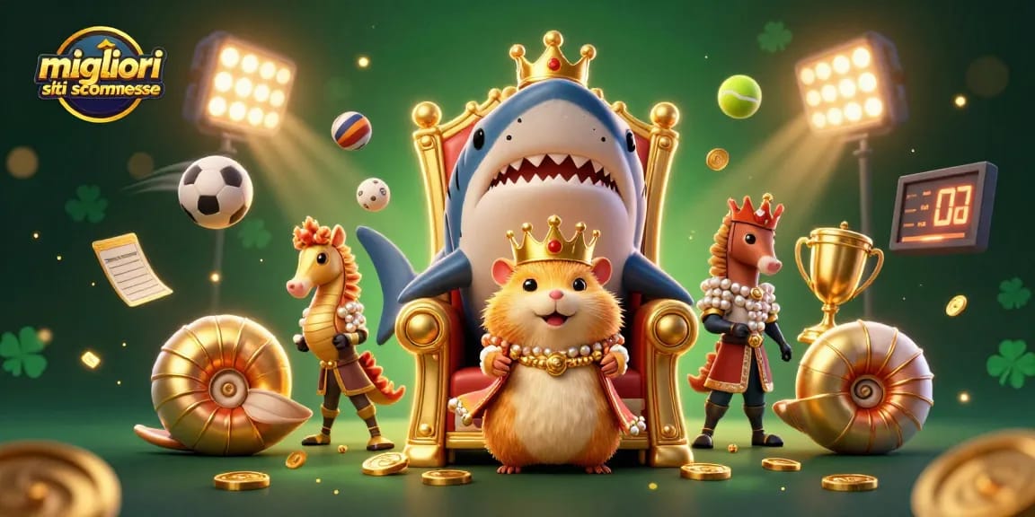 I migliori siti scommesse presentano un piccolo re criceto circondato da sport e premi.