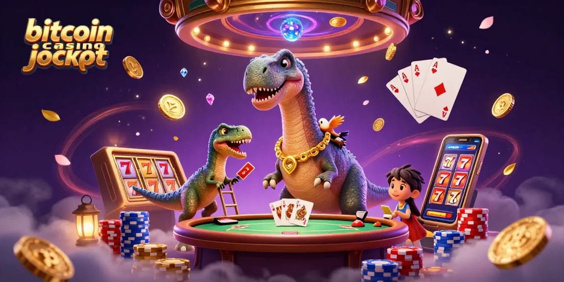 Experience the excitement of bitcoin casino jackpots with vibrant characters and dynamic gaming elements.