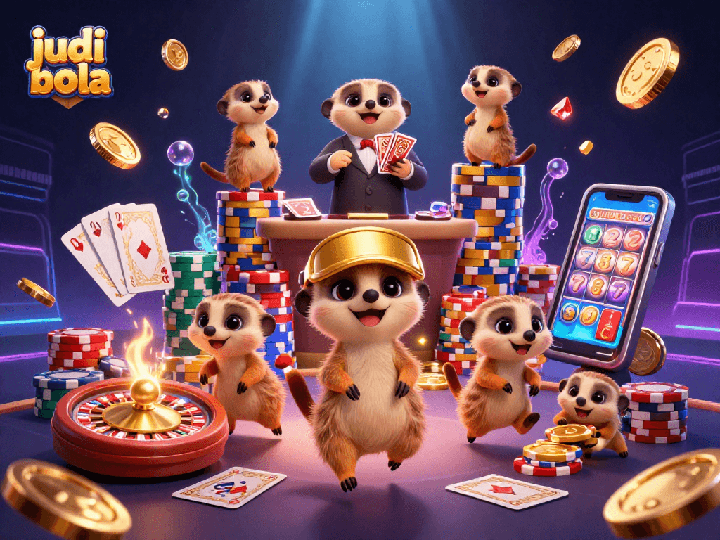 Engage in exciting judi bola with our vibrant meerkat casino illustration showcasing dynamic gameplay elements.