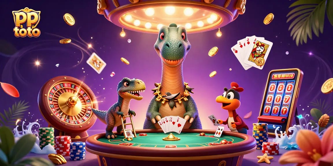 Menang besar di pp toto sambil menikmati permainan kasino yang seru dengan brontosaurus raksasa.