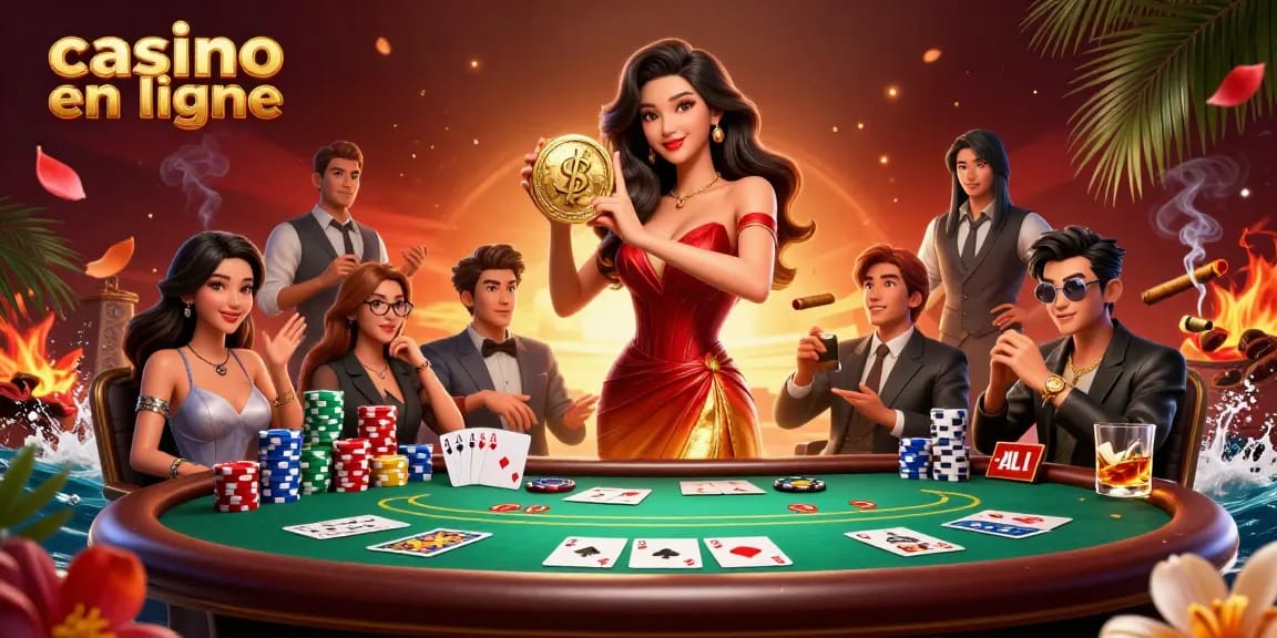 Découvrez l'action palpitante d'un casino en ligne vibrant avec cette illustration 3D engageante mettant en avant des éléments de jeu uniques.