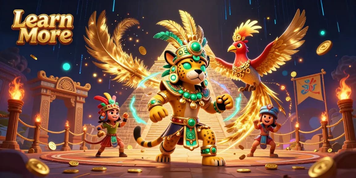 Engage with the Learn More experience at ATAS Casino with vibrant 3D illustrations of gaming excitement.