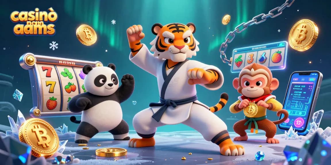 Gioca nei casinò non AAMS con slot avvincenti e monete di criptovaluta in un'illustrazione dinamica.