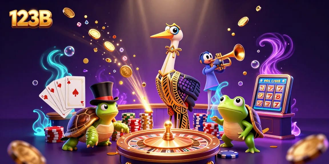 Engage with the vibrant world of 123B, featuring a lively speakeasy scene with characters and casino elements.