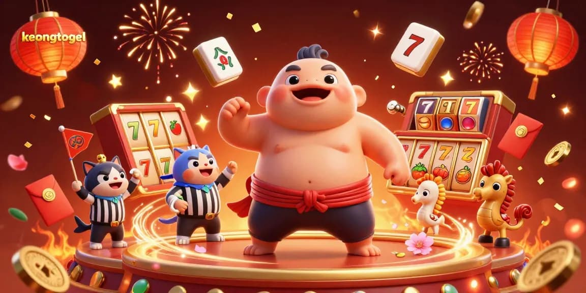Experience the excitement of keongtogel with vibrant casino elements and dynamic characters in this festive scene.