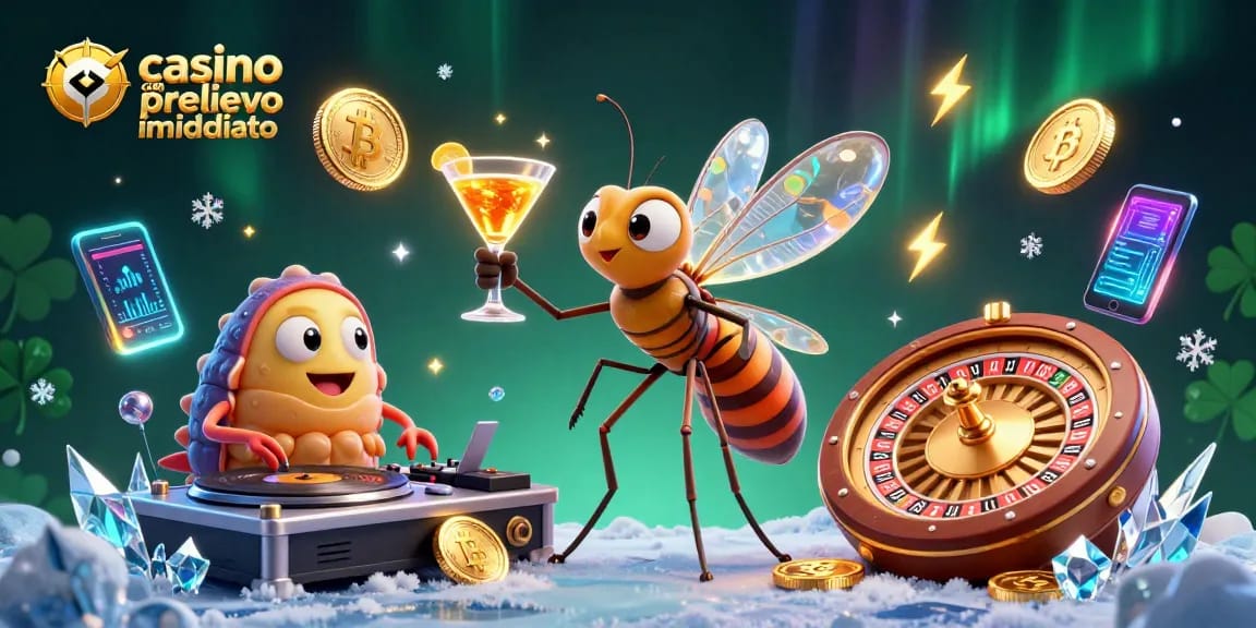 Unisci le vincite nei casinò con prelievo immediato in un'illustrazione 3D dinamica e colorata.