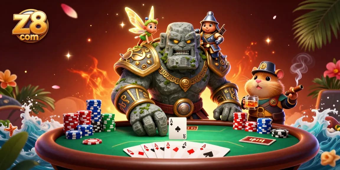 Play at z8 com and win with powerful poker hands in a vibrant 3D casino adventure.