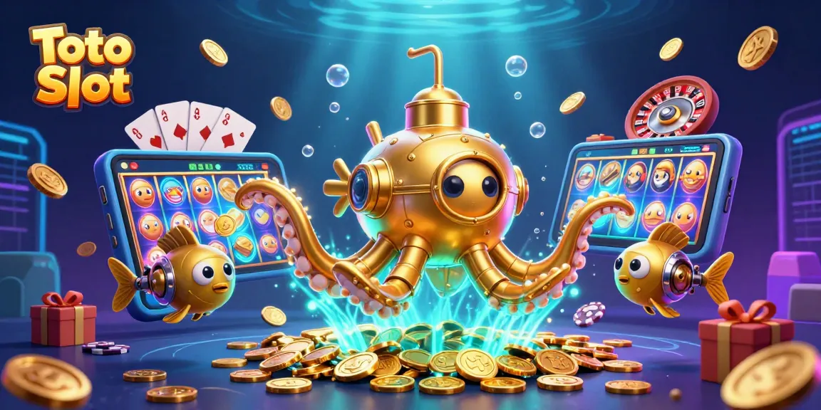 Menangkan Toto Slot dengan ilustrasi 3D kapal kraken berloading harta karun dan permainan slot yang berfokus pada keberuntungan.
