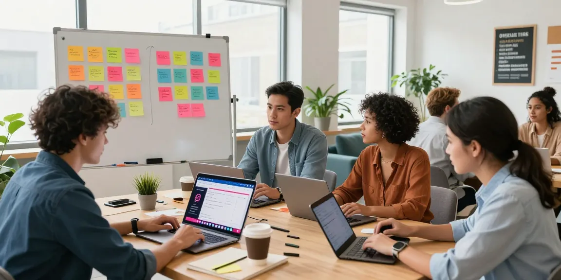 Get instant Instagram followers in a vibrant social media marketing office during a collaborative brainstorming session.