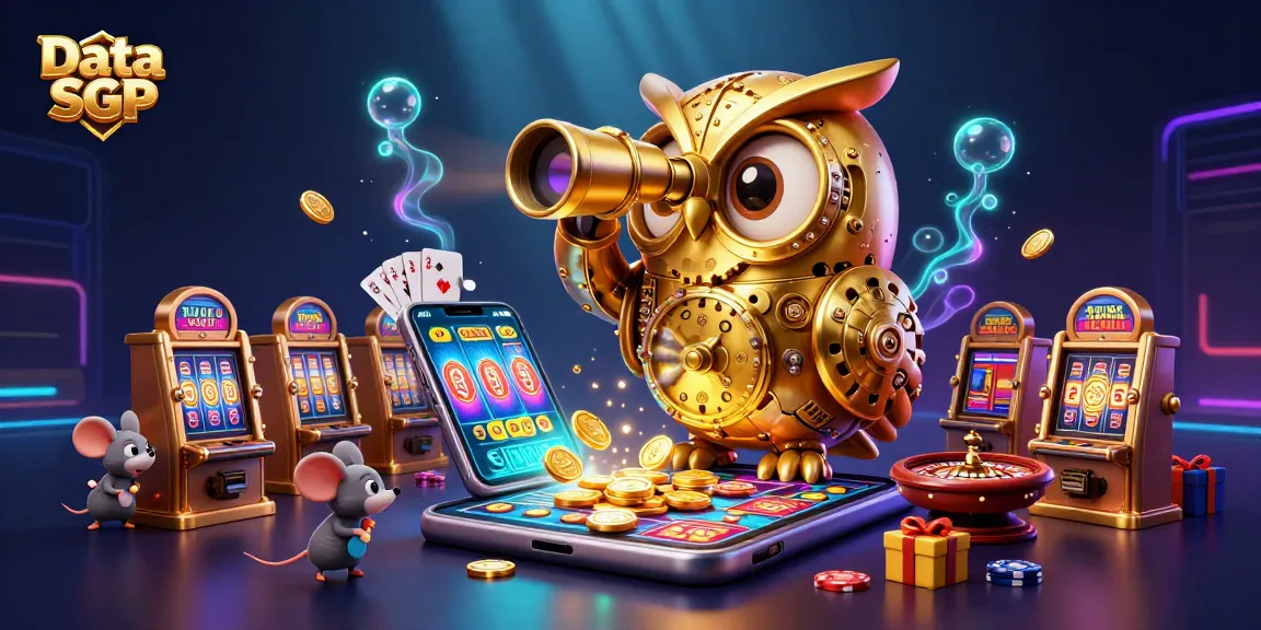 Engage with Data SGP in a vibrant casino scene showcasing spinning reels, cards, and festive elements.