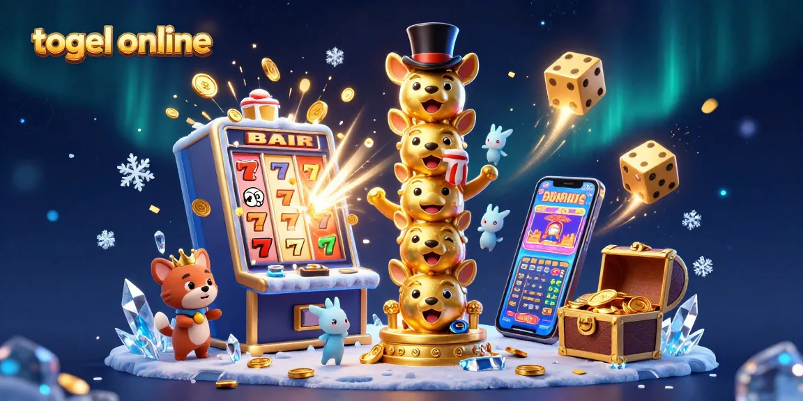 Engage in togel online excitement with a vibrant 3D illustration featuring a golden totem pole and jackpot scene.