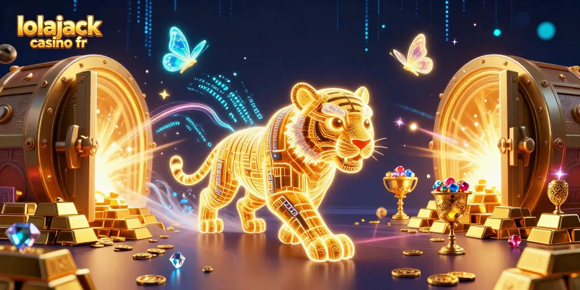 Plongez dans l'univers de lolajack casino fr avec un personnage phare sauvage illuminé parmi des trésors scintillants.