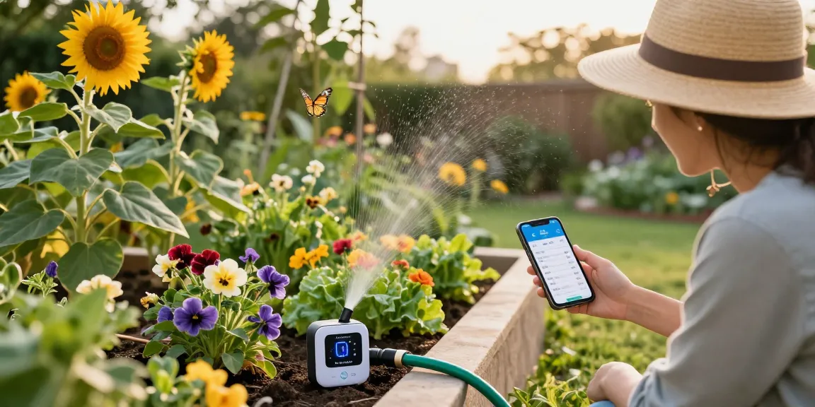 Using the rainpoint sprinkler timer to optimize watering in a flourishing garden.