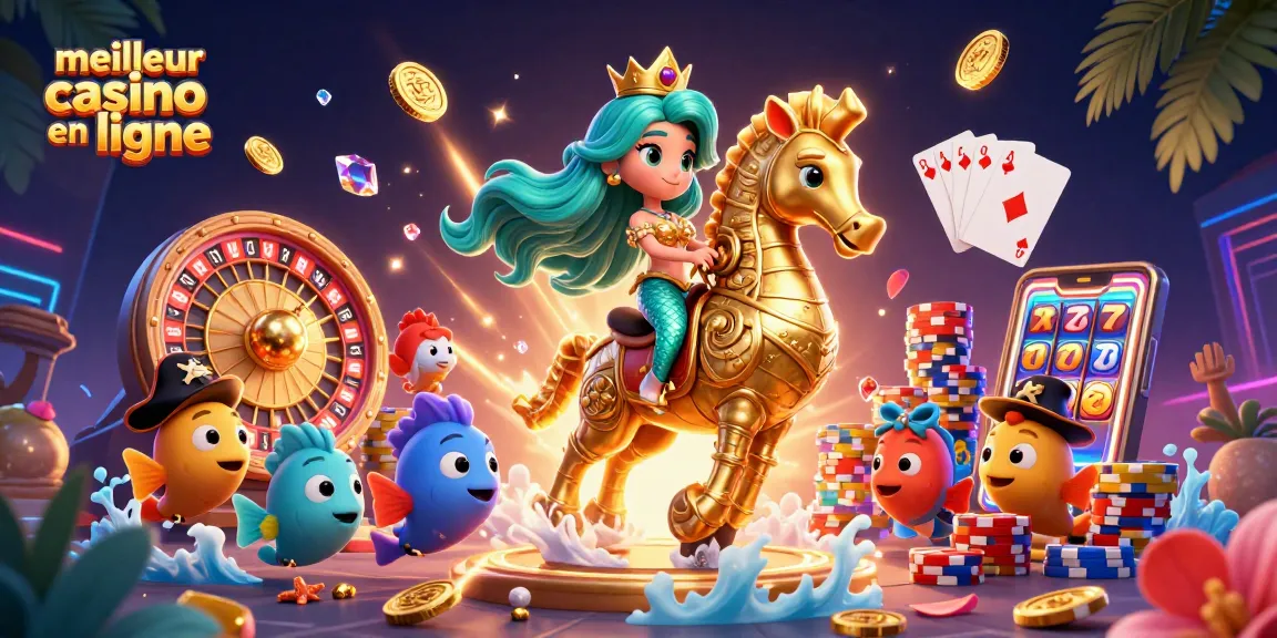 Participez à des jeux palpitants au meilleur casino en ligne avec une scène 3D vibrante d'une princesse sirène.