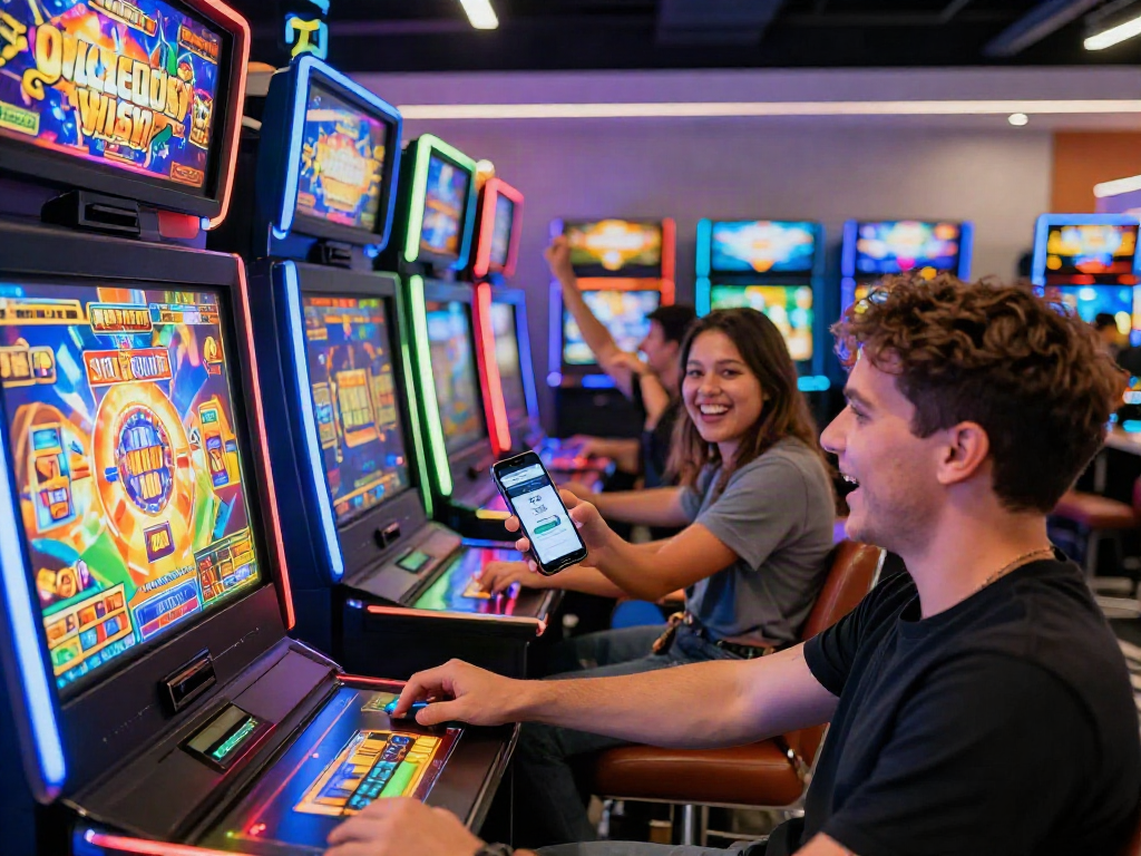 Excited player celebrating their slot bonus new member 100 in a vibrant online casino.