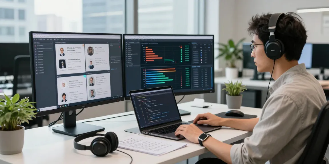 AI detector in a modern workspace analyzing flagged content on multiple screens.