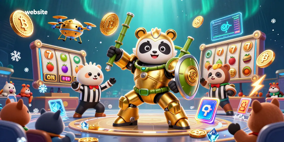 Permainan slot menarik di website dengan panda emas dan robot tempur, menyajikan pengalaman kasino yang seru.