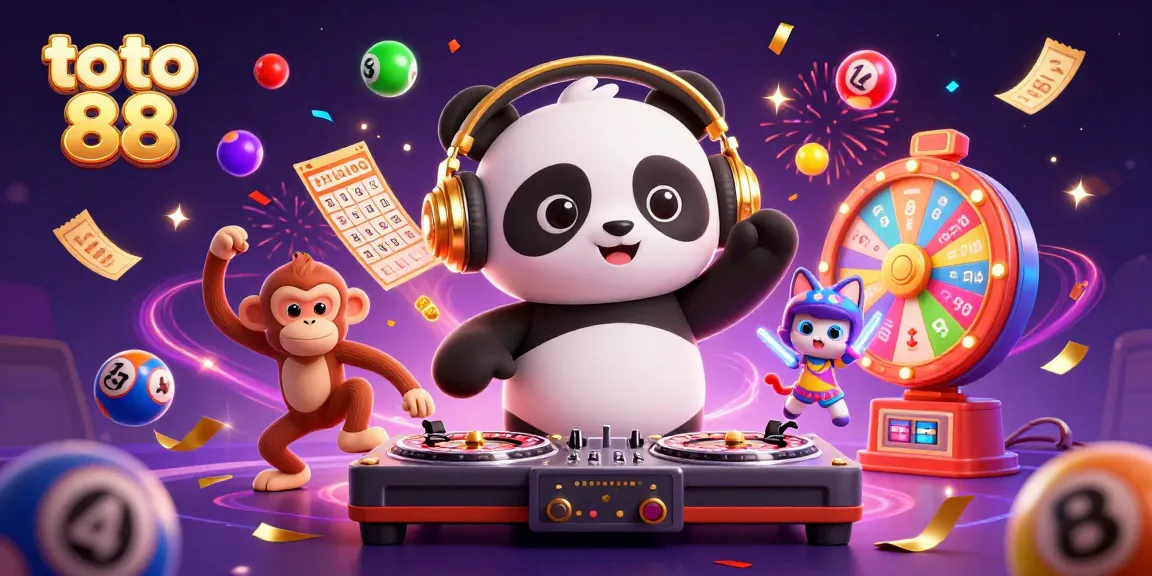 Experience thrilling games at toto 88 with a vibrant casino-themed illustration featuring lively characters.