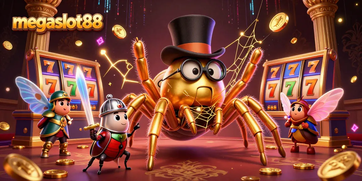 Experience megaslot88's thrilling online slot gaming with a dynamic, captivating casino scene.