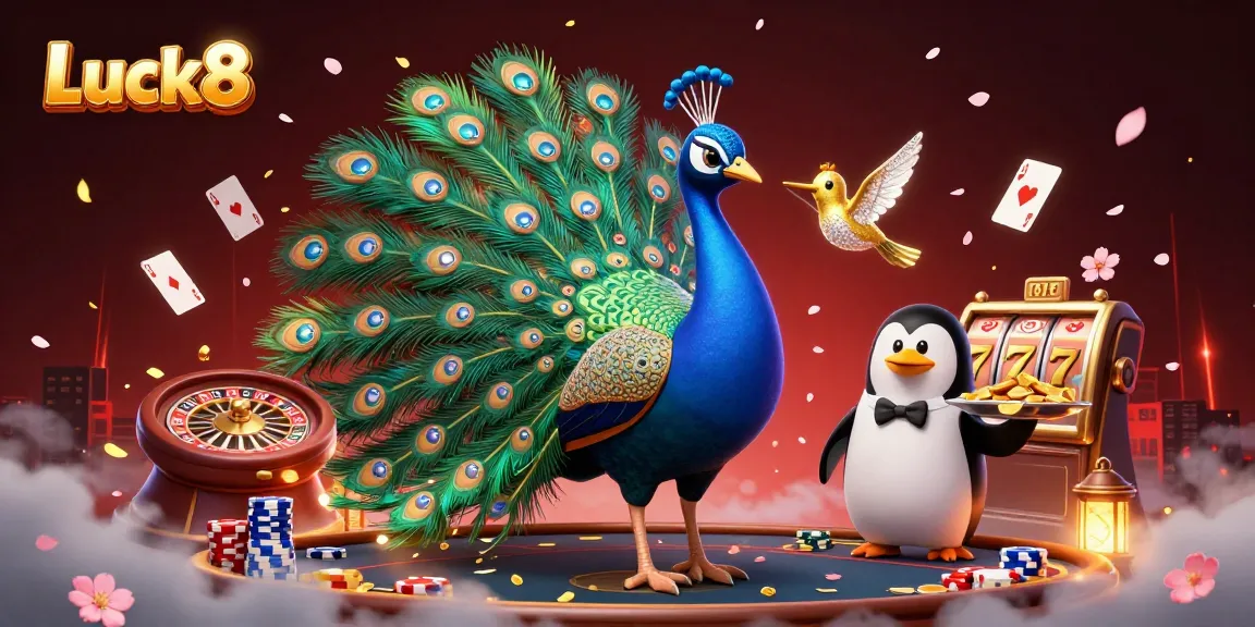 Luck8 promotes exhilarating moments in online gambling with vibrant casino characters and elements.
