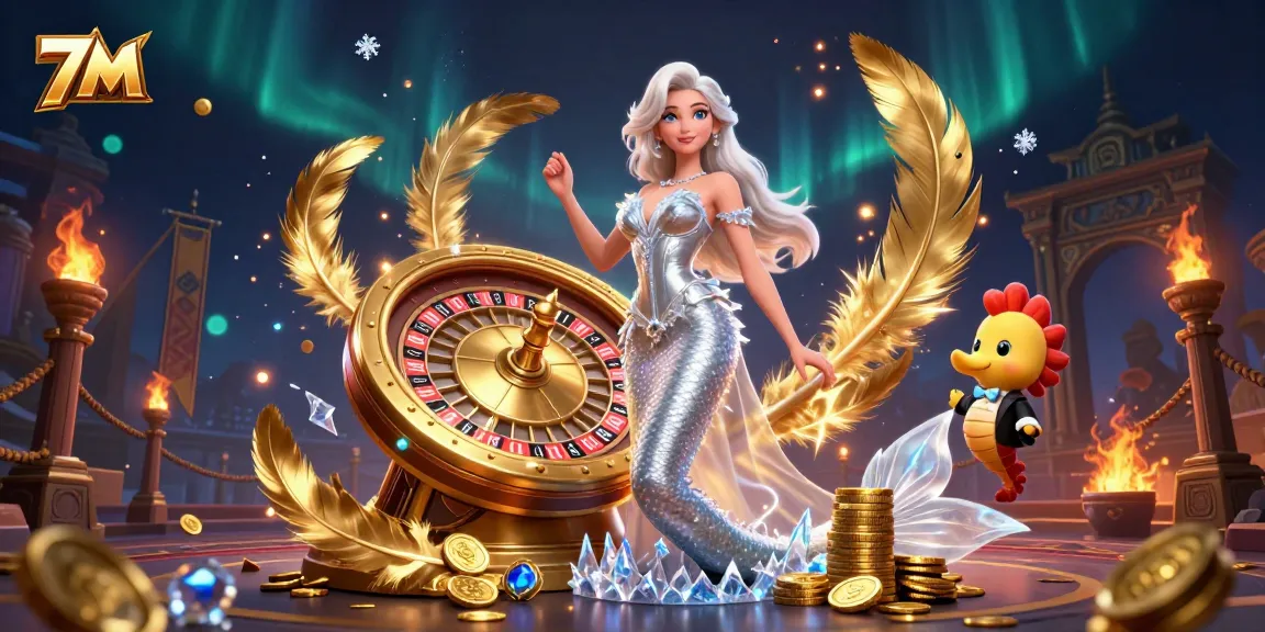 Experience thrilling gameplay with 7M as a stunning woman spins the golden roulette wheel.