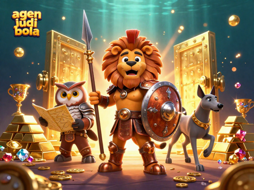 Engage in thrilling sports betting with agen judi bola strategies, featuring dynamic illustration.