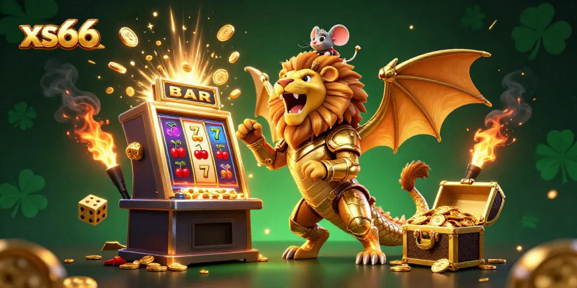 Experience the thrill of the xs66 online casino with a 3D chimera creature and dazzling slot machine action.