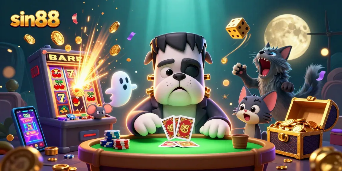 Experience thrilling gameplay with sin88's lively 3D casino scene featuring vibrant characters and dynamic elements.