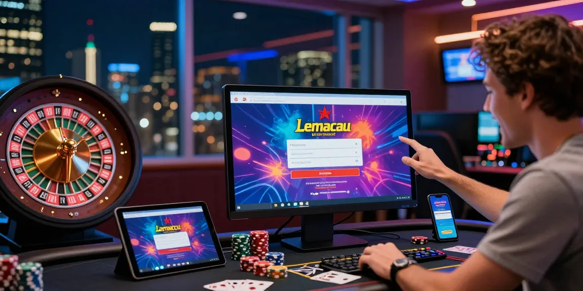 Lemacau Login interface highlighted with vibrant graphics and gaming elements in an engaging online casino setting.