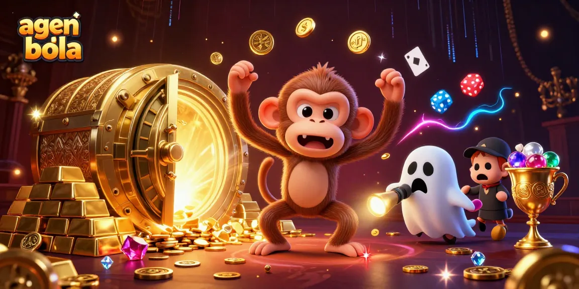 Engage in thrilling agen judi bola experiences with an exciting 3D scene of a mischievous monkey and a ghost-hunter puppy.