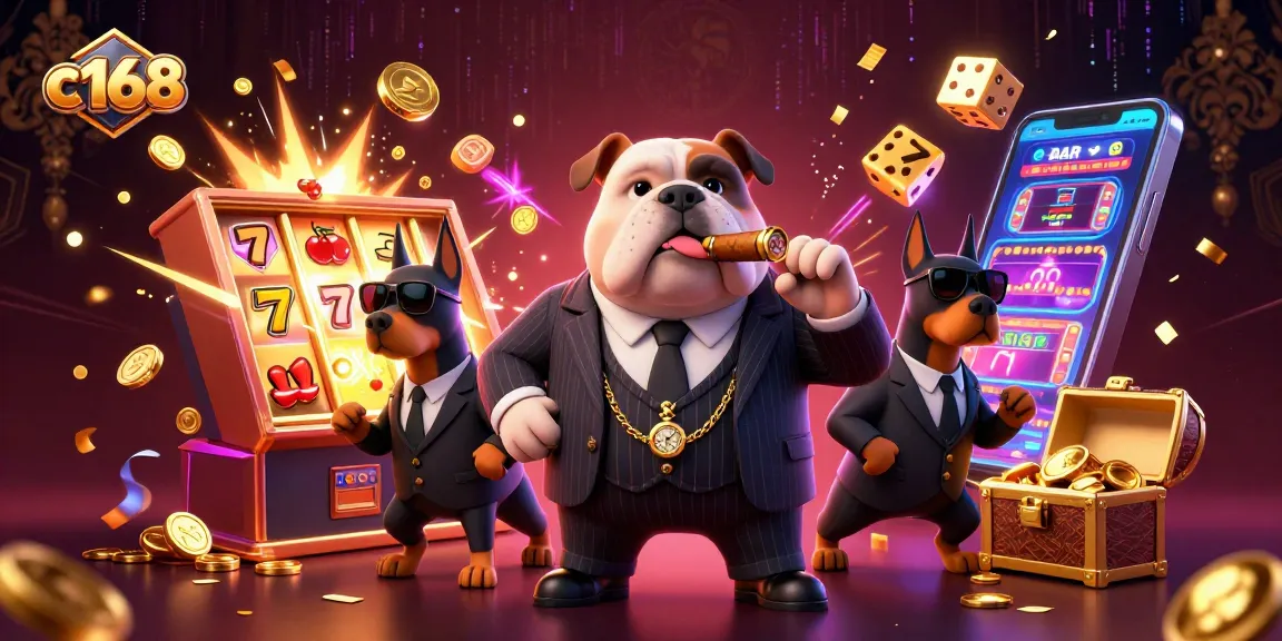 Spin and win big at c168 with vibrant casino action featuring slot machines and lively characters.