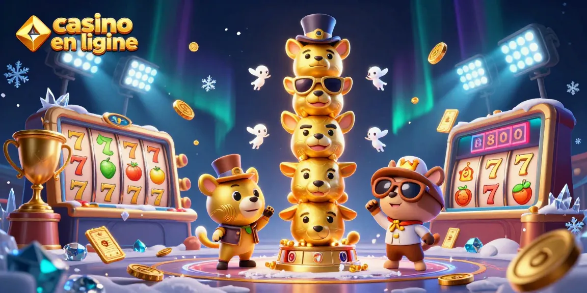 Découvrez les machines à sous au casino en ligne avec un totem coloré et des éléments de jeu animés.