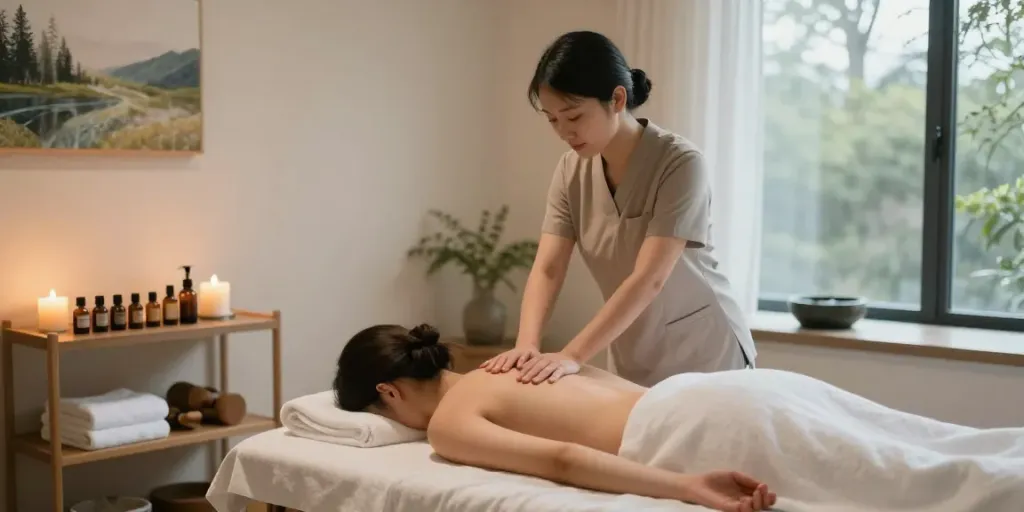 Expert 경기도출장안마 session in a peaceful massage room with soothing ambiance.