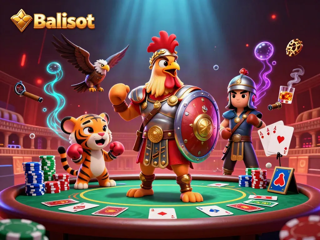 Balislot gameplay scene featuring colorful poker elements and engaged characters in a dynamic casino environment