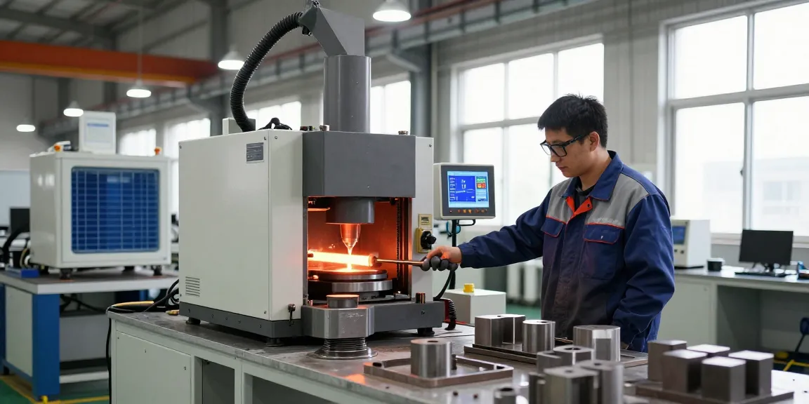 Induction furnace operating in a factory, showcasing precision control and energy efficiency.