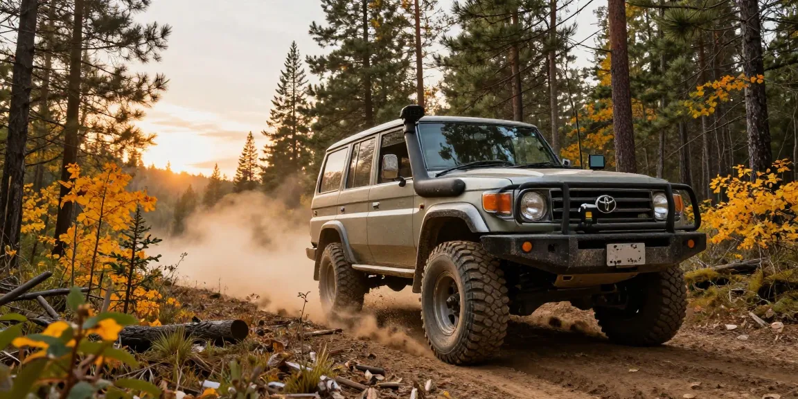 David Vepraskas Atlanta off-roading in his Toyota Land Cruiser on a forest trail, capturing adventure and freedom.