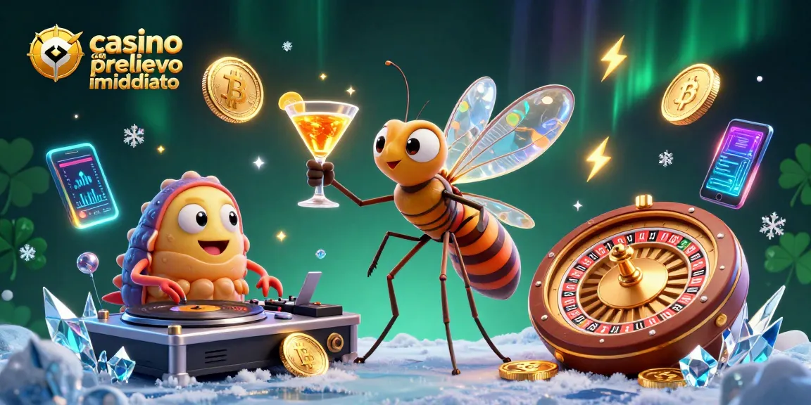 Unisci le vincite nei casinò con prelievo immediato in un'illustrazione 3D dinamica e colorata.