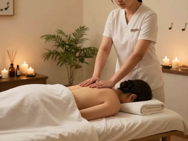 브라보출장 massage session in a serene spa environment with calming ambiance.