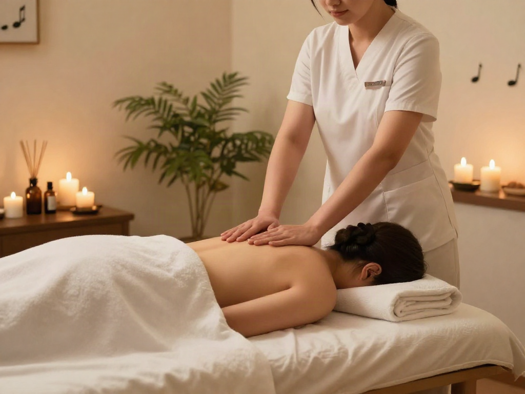 브라보출장 massage session in a serene spa environment with calming ambiance.