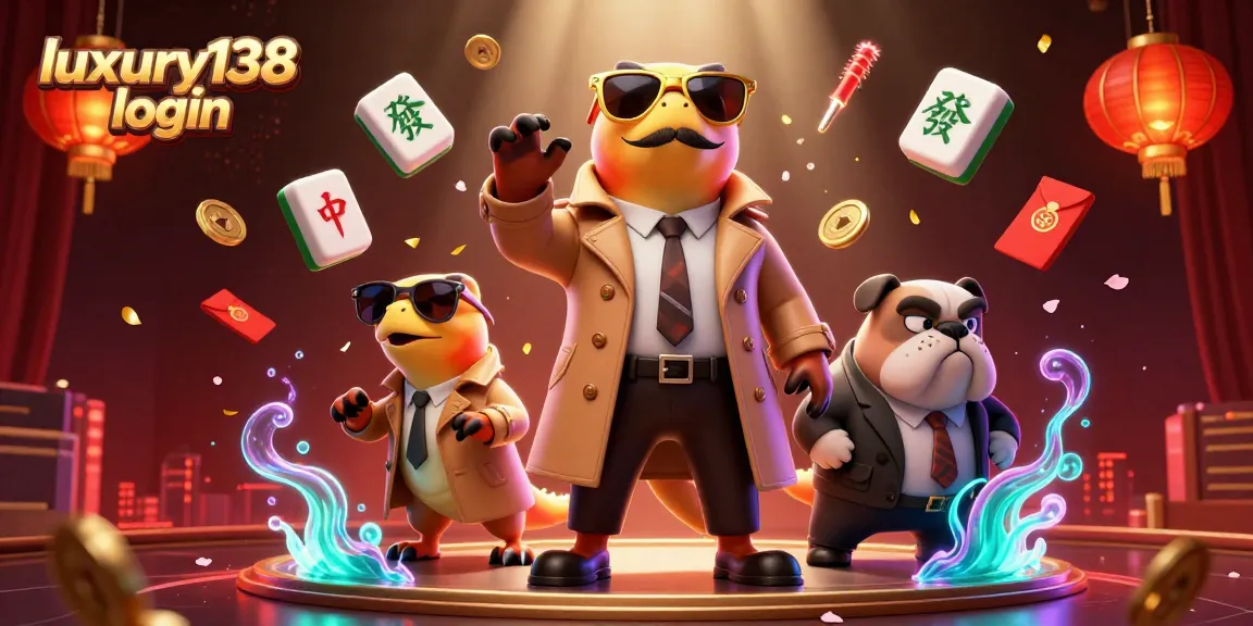 Engage with luxury138 login in a vibrant casino scene featuring whimsical cartoon characters.