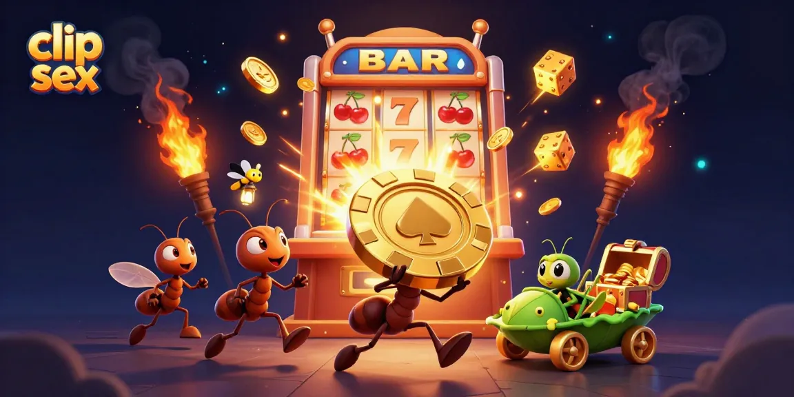 Experience the thrill of clip sex heists in a magical 3D casino adventure with cartoon ants.