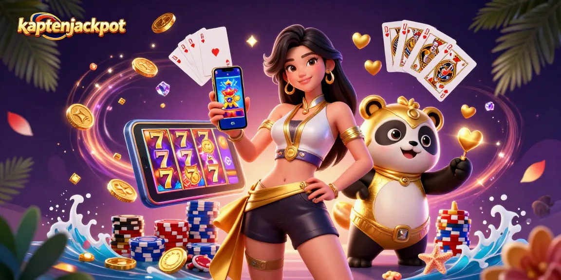 Engage with kaptenjackpot slots through an Asian-inspired casino illustration with gold coins and vibrant elements.