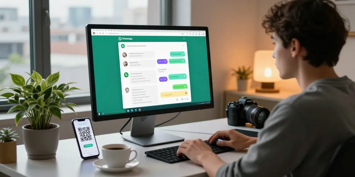 Engaging with WhatsApp網頁版 interface in a modern workspace.