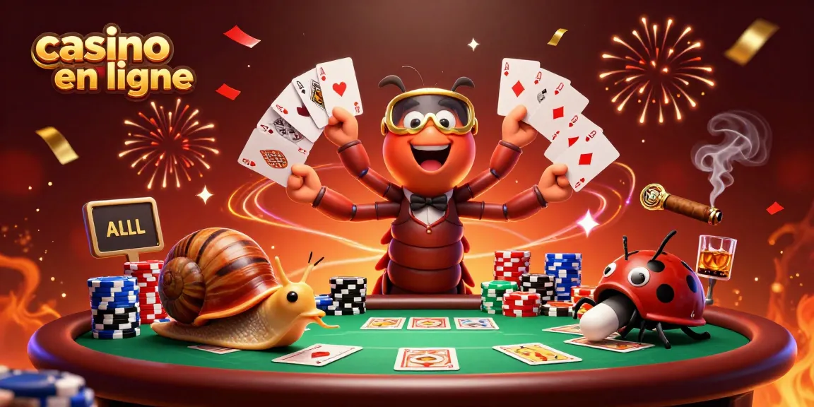 Jouez au casino en ligne avec notre illustration colorée de personnages animés et de jeux !