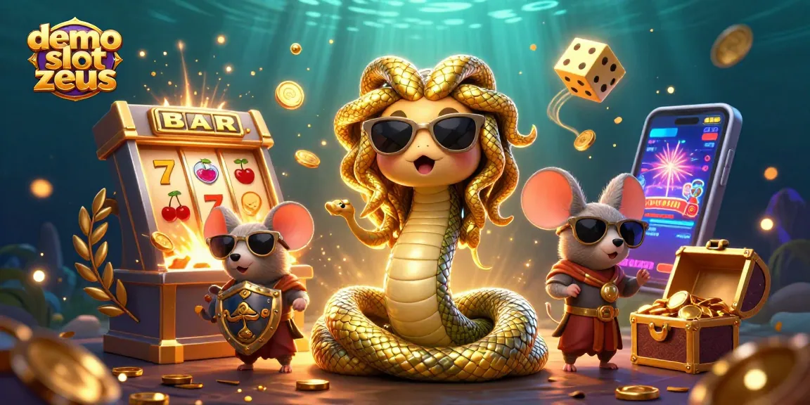 Engage with the demo slot zeus in a vibrant scene bursting with casino elements and characters.