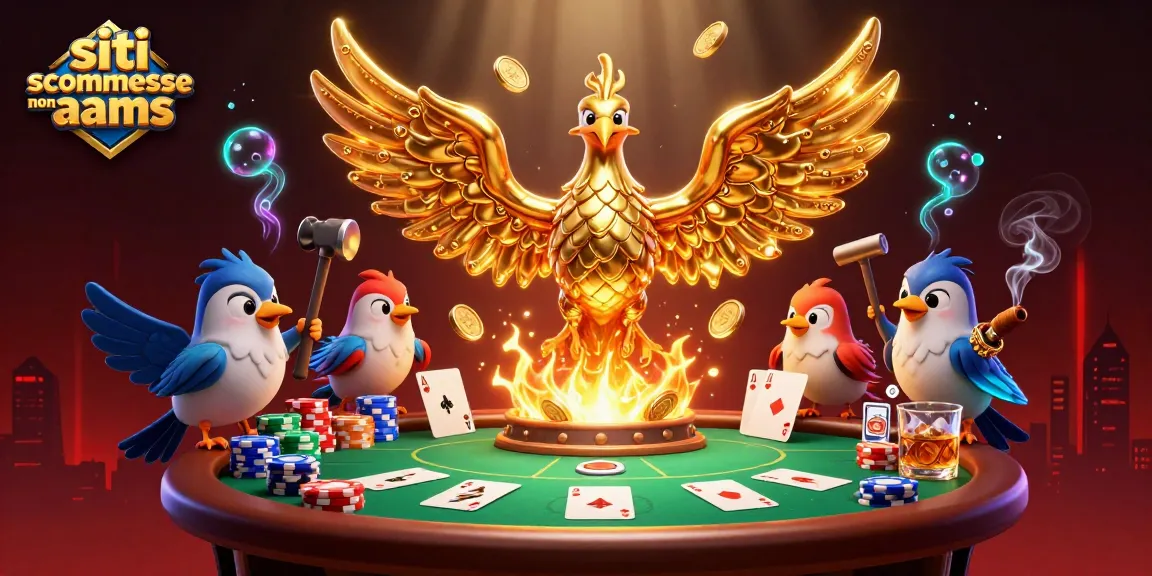Scopri siti scommesse non aams con un'illustrazione accattivante di un fenice d'oro.